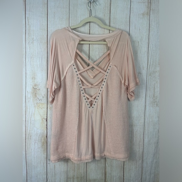 POL Studded Strappy Back Waffle Mixed Knit Top - Picture 7 of 10
